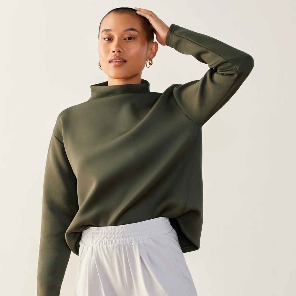 ADAY Olive Mock Neck Pullover